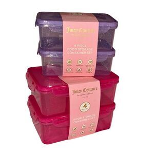 Juicy Couture Home x2 Pink & Purple Glitter 4 Piece Food Storage Container Sets